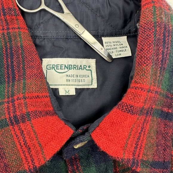 Greenbriar Red Green Christmas Long Sleeve Wool Blend Button Front Shirt Sz Med - Picture 2 of 9